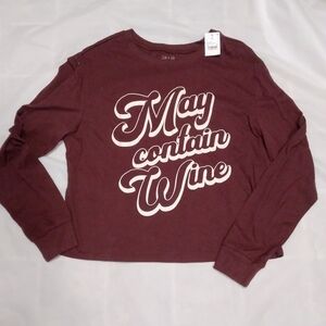 NWT Zoe + Liv XXL May Contain Wine Long Sleeve